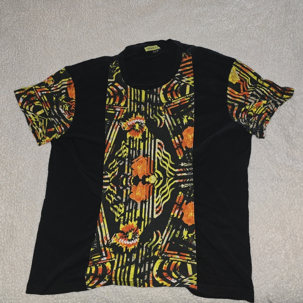 VERSACE JEANS TOP - Black/Yellow Print